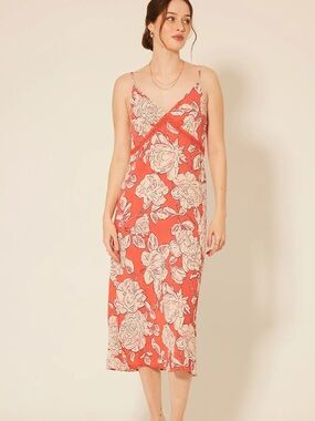 Coral Floral Slip Dress